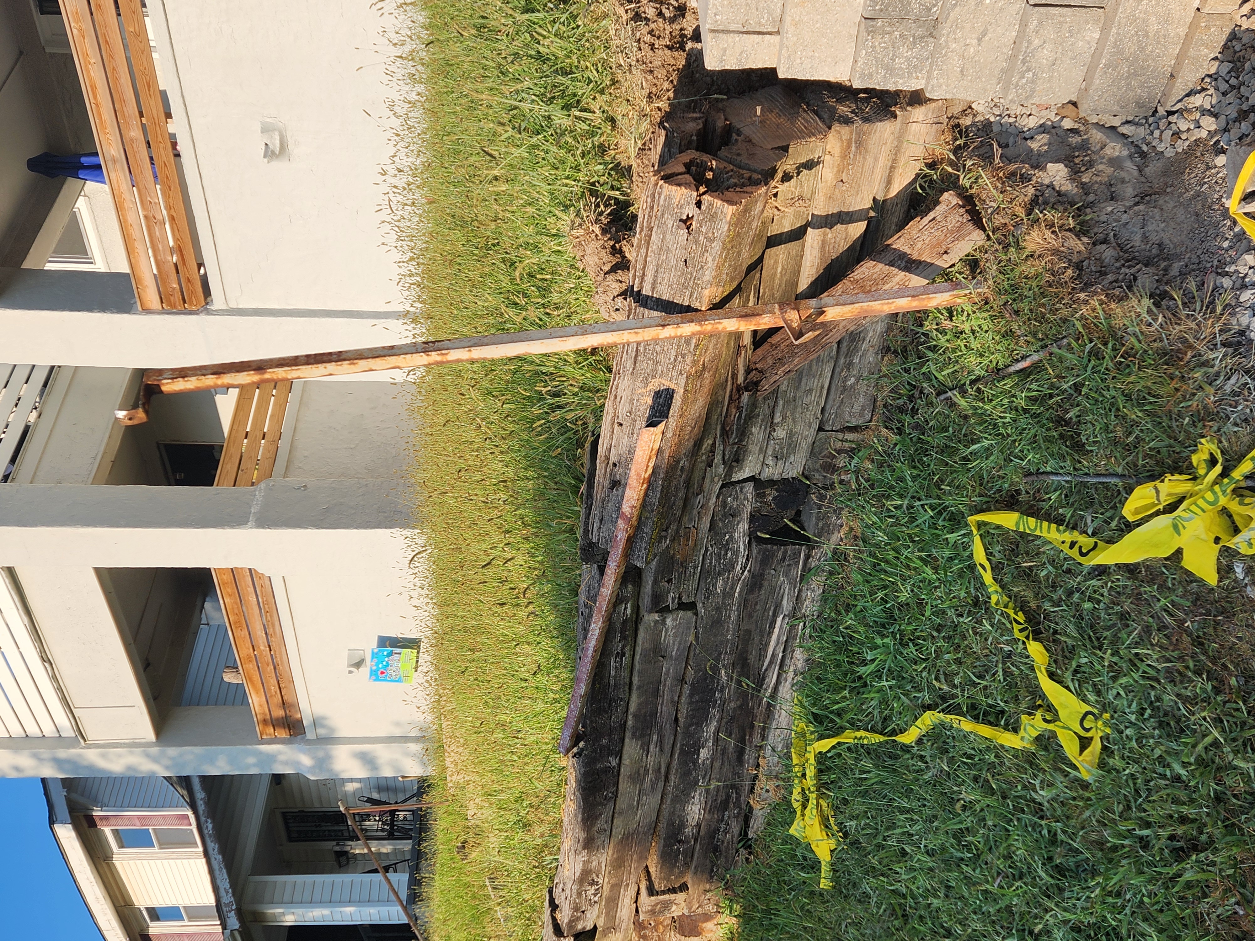 Retaining wall site before project